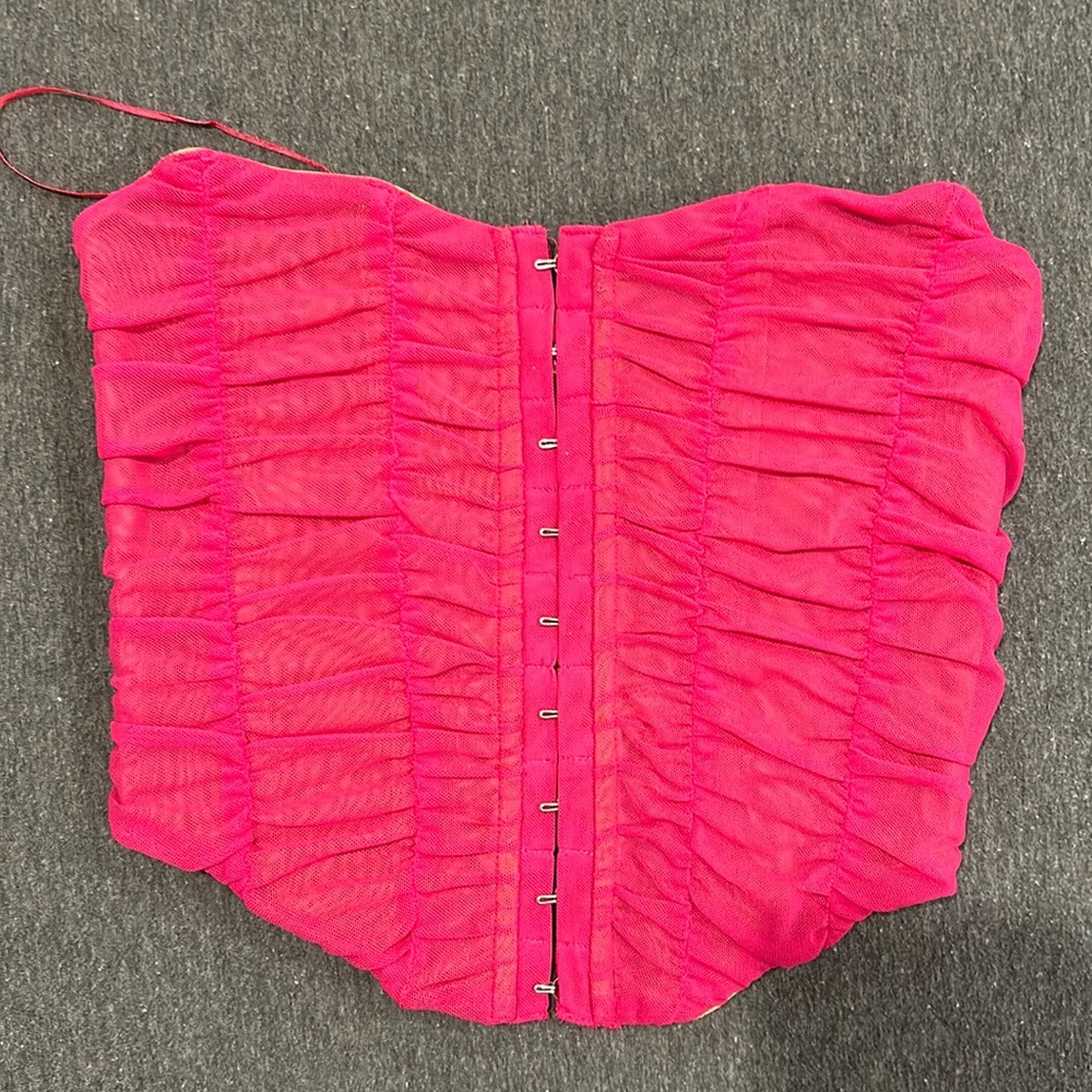 Edit by Nine (Mystique Boutique) - Hot Pink Ruffle Mesh Corset - Size S